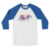 Buffalo Overprint Men/Unisex Raglan 3/4 Sleeve T-Shirt-White|True Royal-Allegiant Goods Co. Vintage Sports Apparel