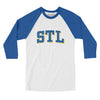 Stl Varsity Men/Unisex Raglan 3/4 Sleeve T-Shirt-White|True Royal-Allegiant Goods Co. Vintage Sports Apparel